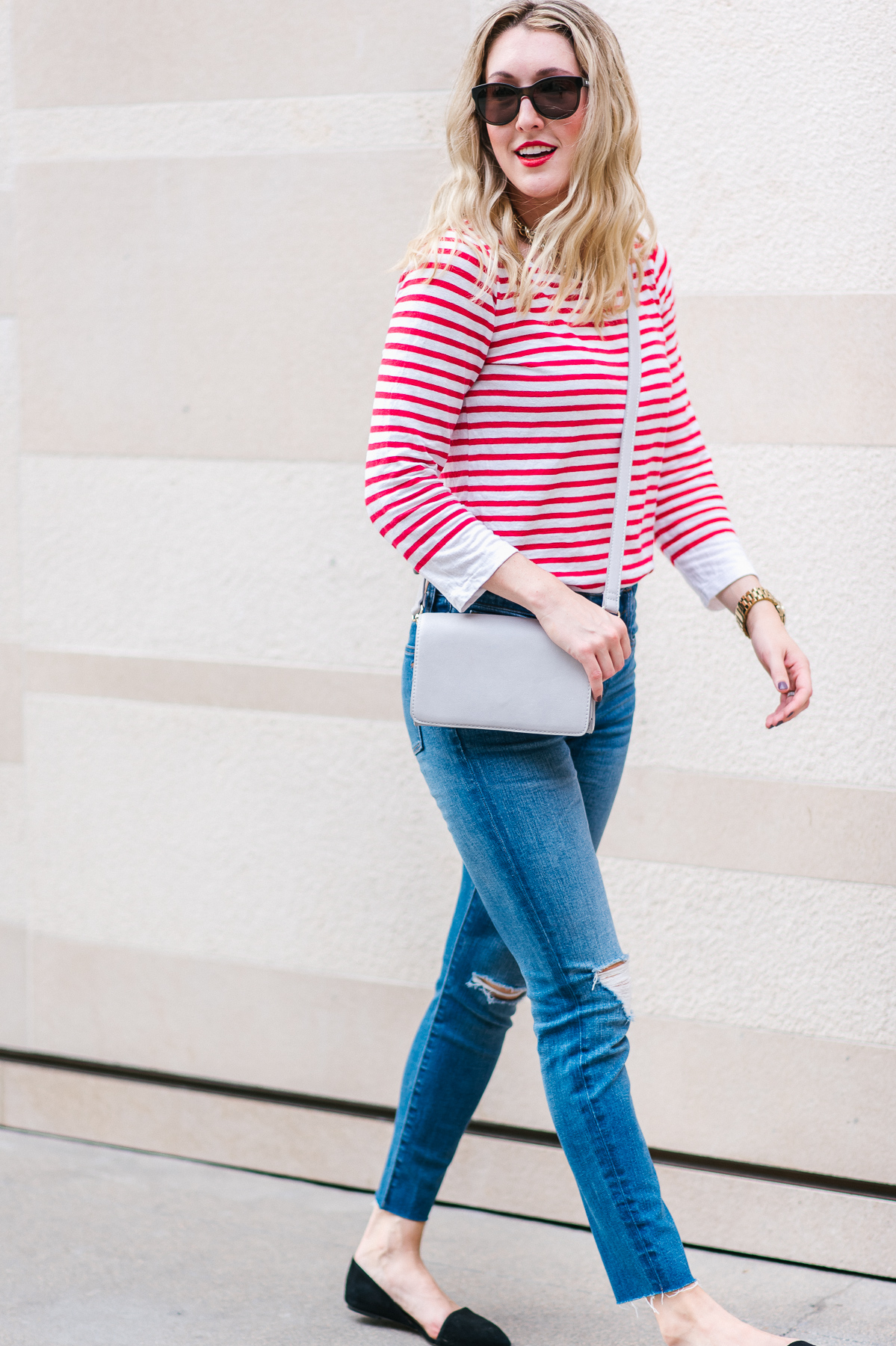stripes with mom jeans