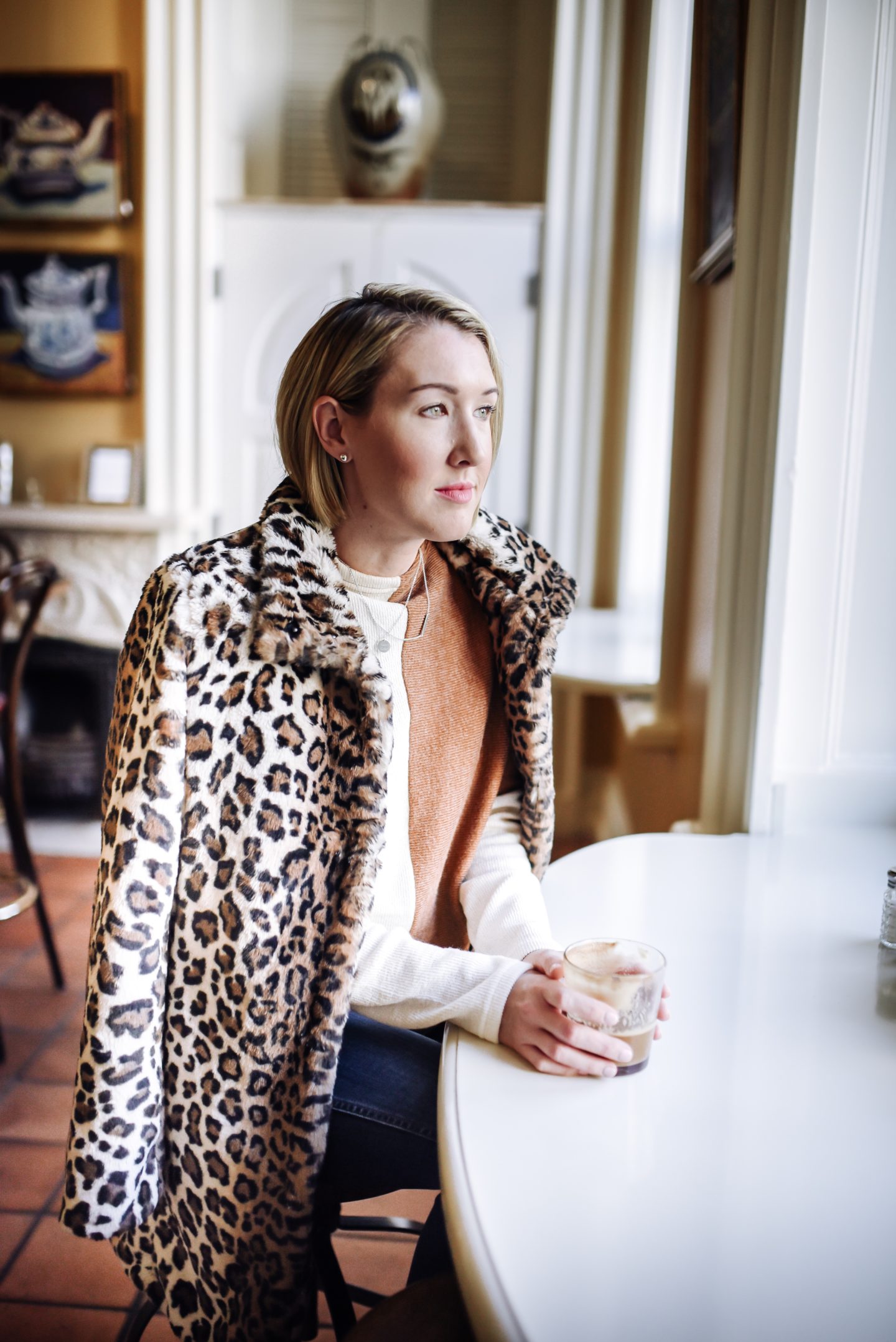 leopard print fur coat